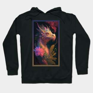 Dragon Vibrant Tropical Flower Tall Digital Oil Painting Portrait Hoodie